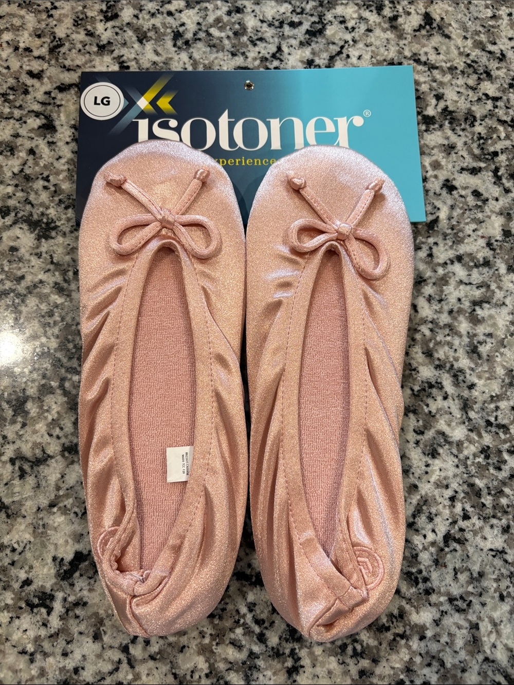 isotoner Blush Pink Shimmer Ballet Flats with Bow